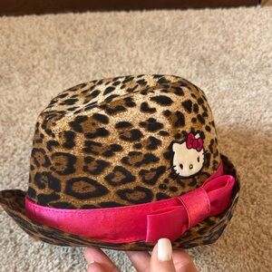 Hello Kitty Leopard Print fedora with Pink Bow